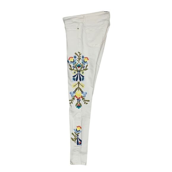 Zara Basic White Skinny Jeans with Floral Embroidery Size 2 - Picture 8 of 11